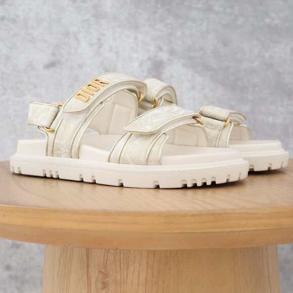Dior Cream and Gold Sandals with Adjustable Straps - Picture 3 of 13